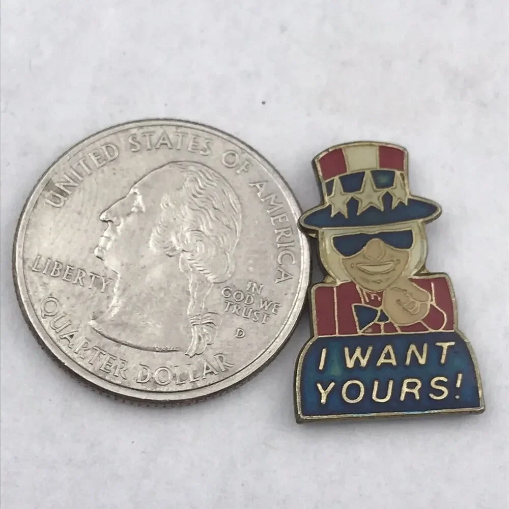 Uncle Sam I Want Yours Vintage Lapel Hat Pin USA Political